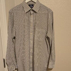 Stafford Black and White Casual Button Down Shirt with Pointed Collar
